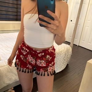Floral tassel shorts